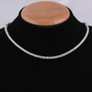 Teardrop 5mm Round Cut Moissanite Tennis Chain Necklace Iced Out 925 Sterling <b>Silver</b> Hip Hop <b>Choker</b> For Unisex Party Jewelry - Product Image 3
