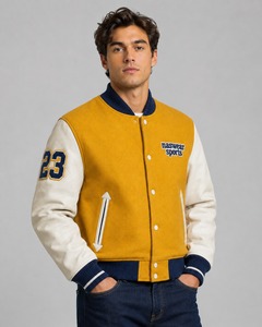 Unique Design Men Classic Wool Varsity <b>Jacket</b> for men Wholesale price Breathable Men varsity <b>Jacket</b> With <b>Leather</b> Sleeves - Product Image 2