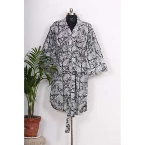 Robe midi moulante pour femme, respirante, écologique, 100% coton, imprimé floral numérique, soirée/formelle, manches 3/4, col en V - Product Image 5