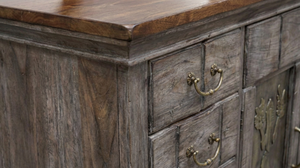 Buffet en bois rustique avec miroir, style antique fait main, meubles de salle à manger - Product Image 3