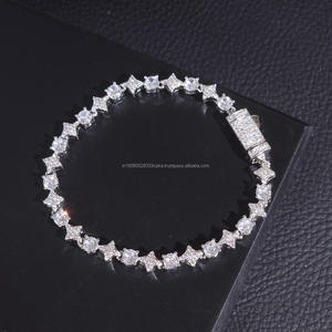 กำไลข้อมือโฮโลแกรมรูปดาวประดับเพชรโมอิสซาไนต์แบบไมโครเพฟ เงินแท้ 925 ของขวัญส่วนตัวสำหรับเขาและเธอ เครื่องประดับฮิปฮอป - Product Image 3