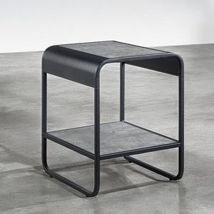 Tavolino con Struttura in Metallo Grigio Cemento e Nero con Ripiano Inferiore, Tavoli Console - Product Image 2