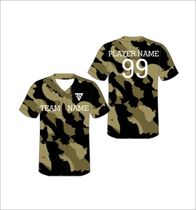 Custom Camouflage Baseball Jersey V-Neck Short Sleeve Sublimated Moisture Wicking Polyester Team <b>Name</b> Adult Unisex All Seasons - Product Image 4