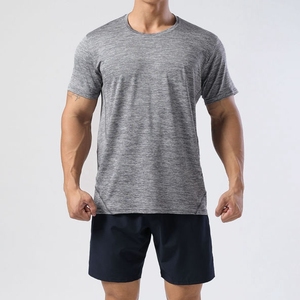 Men's Gray Short Sleeve O-Neck Jersey <b>T</b>-<b>Shirt</b> Regular Fit Breathable Solid Color Casual Wear - Product Image 3