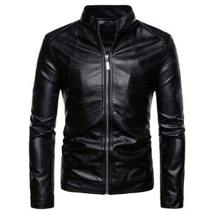 Promotion Veste en cuir ajustée pour hommes noir hiver OEM Service avant Logo haute qualité mode britannique - Product Image 1