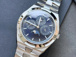 Montre mécanique automatique pour homme, moderne, élégante, de luxe, bracelet en acier inoxydable, cadran bleu, calendrier perpétuel décontracté - Product Image 2