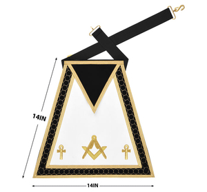 Tablier de Maître Maçon de Loge Bleue - Taille S & C avec Broderie Croix Ankh en Fil d'Or, Tabliers Maçonniques de Qualité Supérieure avec Broderie Détaillée - Product Image 1