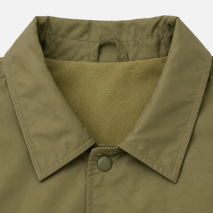 Veste Chemise Décontractée Coupe-Vent Vert Olive pour Homme, Col Montant, Coupe Droite, Automne, Polyester Enduit, Sans Capuche, Couleur Unie - Product Image 3