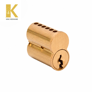 Cylindre de porte à remplacement rapide, laiton satiné, 6 goupilles, clé F, SFIC, pour la sécurité des portes commerciales - Product Image 4