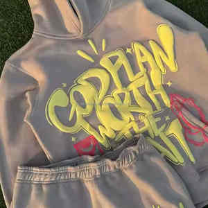 Conjunto de Sudadera con Capucha y Pantalones Deportivos Acampanados de Algodón 100% Transpirable de Alta Calidad, con Logotipo Personalizado, Novedad, Trajes Deportivos de Invierno para Correr - Product Image 3