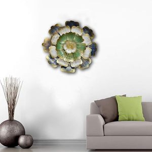 Décoration murale florale en métal, faite à la main, design circulaire contemporain - Product Image 3