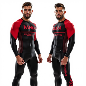 เสื้อรัดกล้ามเนื้อ MMA ระดับพรีเมียม ระบายอากาศได้ดี สำหรับกีฬาต่อสู้ พิมพ์ลายได้ตามต้องการ ชุดฝึกซ้อม BJJ สำหรับการฝึกต่อสู้ ขายส่ง - Product Image 4