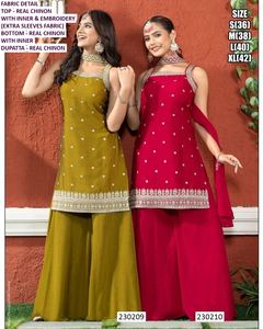 Traje de Diseñador Gulika Bandhani Tradicional Indio de Seda y Chinon, Largo hasta el Suelo, Corte Regular, de Secado Rápido para Mujer, para Bodas y Fiestas - Product Image 3