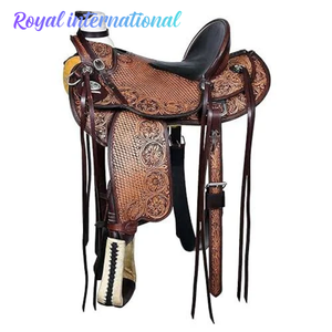 Premium Hand <b>Tooled</b> Western Horse Saddle Genuine <b>Leather</b> Ranch Trail Riding Cowboy Equestrian Tack Floral Carved Comfort Seat - Product Image 1