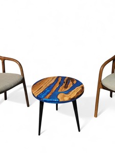 Table basse en bois et résine époxy de style traditionnel, design unique, pour salon et salle à manger, mobilier de maison à vendre - Product Image 3