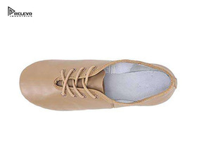 รองเท้าเต้นแจ๊สหนังสีแทน แบบผูกเชือก พื้นรองเท้าแยกส่วน ยืดหยุ่น ส้นเตี้ย น้ำหนักเบา สวมใส่สบาย เหมาะสำหรับฝึกซ้อมและการแสดงบนเวที - Product Image 5