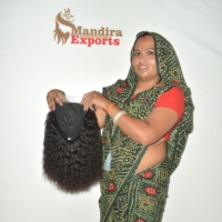 Perruque et extensions ondulées/bouclées 100 % cheveux humains vierges bruts indiens Remy, noir naturel, à fusionner