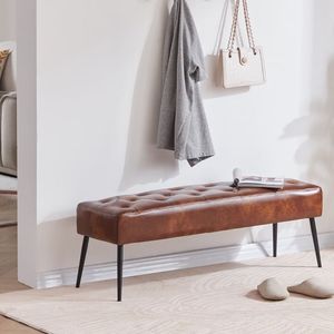 Banc ottoman moderne en similicuir, banc rembourré pour chambre à coucher, banc d'appoint capitonné pour la fin du lit, pour entrée et salon - Product Image 6