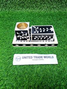 El último juego de bandejas de incrustaciones de hueso de lujo Vintage de United Trade World quemador de MDF hecho a mano Bakhoor y caja para decoración del hogar - Product Image 4