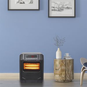 HT1188N Stufa Elettrica Digitale da 1500W con 4 Tubi al Quarzo Neri e Ventola in Metallo, Colore Nero - Product Image 5
