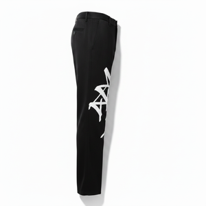 PRO ENTERPRISES Men's Black Polyester Oxford <b>Trousers</b> White Letter Print Left Leg High <b>Waist</b> Casual Style <b>Elastic</b> <b>Waist</b> - Product Image 3