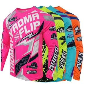 เสื้อเจอร์ซีย์นักปั่นจักรยานสำหรับผู้ชาย ผ้าโพลีเอสเตอร์ สำหรับมอเตอร์ครอส ดาวน์ฮิลล์ และจักรยานเสือภูเขา แขนยาว แห้งเร็ว รับสกรีนโลโก้ ย้อมสีทั้งตัว - Product Image 4