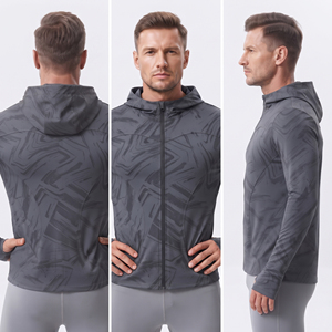 Veste à capuche imprimée pour homme, coupe ajustée, respirante, pour entraînement de yoga, vêtements de fitness, sweat à capuche zippé de compression - Product Image 5