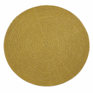 Round Gold Glass Beaded Placemat Dining Table Mat | Handmade Decorative Home Kitchen Wedding Party Decor Gift <b>Set</b> Premium - Product Image 3