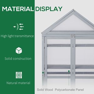Piccola serra in legno per orto domestico 32 x 19 x 54, fioriera da esterno con ripiani regolabili e doppie porte, grigia - Product Image 4