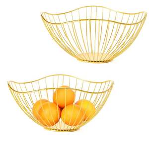 Corbeille à fruits moderne en métal pour comptoir de cuisine, rangement de fruits, bol à fruits en fil métallique durable pour la décoration de table à manger à la maison - Product Image 2