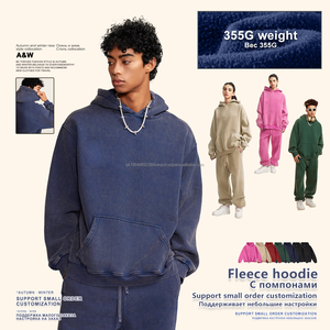 Sudaderas con capucha de lavado ácido con logotipo personalizado para hombre, ropa de calle Vintage de gran tamaño, aspecto desgastado a la moda, impresión Digital de pedidos a granel para invierno - Product Image 2