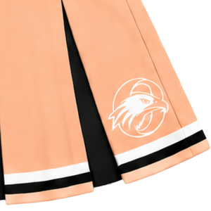 Ensemble uniforme de cheerleading pêche, noir et blanc, avec crop top sans manches à col en V et jupe plissée, pour performance et équipe de danse - Product Image 4