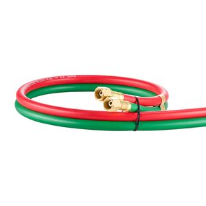 Tubo in gomma ossigeno-acetilene da 1/4 di pollice x 25 piedi con raccordo B F da 9/16"-18, 300 PSI, Grado T, per saldatura e taglio a doppio tubo - Product Image 5