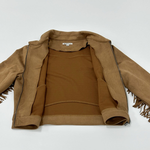 Premium Brown Genuine <b>Suede</b> <b>Leather</b> Men Fringe <b>Jacket</b> Zipper Closure Desert Nomad Moto Biker <b>Jacket</b> Customization Available - Product Image 2