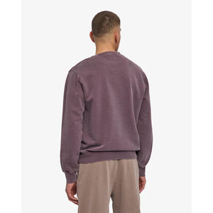 Sweat-shirt en molleton épais pour homme, coupe droite, teint en masse, style streetwear urbain, épaules tombantes, 100 % coton, logo frontal - Product Image 3