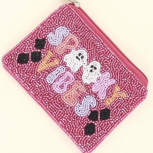 White <b>Seed</b> Beaded Coin Money Purse Makeup Bag handmade accessory colorful beaded pouch - Product Image 6