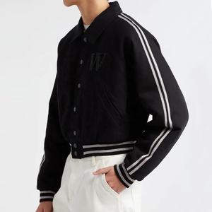 Chaquetas con parche bordado de chenilla para hombre personalizadas OEM 2025, estilo universitario Vintage Letterman para calle principal de invierno - Product Image 4