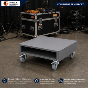 Steel Box Platform <b>Trolley</b> with Storage Compartment Four-Wheel Lockable Powder Coated Industrial Mobile Cart for <b>Tools</b> Equipment - Product Image 1