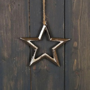 Metal <b>Star</b> <b>Hanging</b> Ornament Rustic Handmade Decor for Christmas Tree - Product Image 1