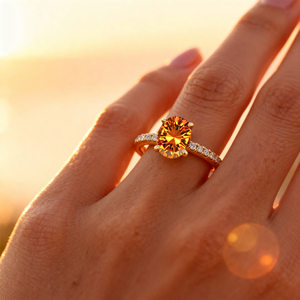 100% bagues en or massif de luxe en citrine naturelle 14 carats bagues de fiançailles de mariage personnalisées de style européen et américain pour son OEM - Product Image 2