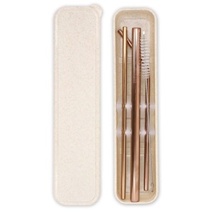 Pailles réutilisables en acier inoxydable de qualité supérieure, ensemble de pailles colorées avec brosse de nettoyage - Product Image 1