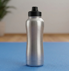 Leak-Proof Metallic Sports Drink <b>Bottle</b> Reusable Ergonomic Steel Fitness Water <b>Bottle</b> Travel Minimalist Design With Lid - Product Image 1