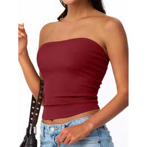 Encuentra tops cortos sin tirantes similares para mujer, lindos vestidos casuales de verano sin mangas tipo bandeau - Product Image 2