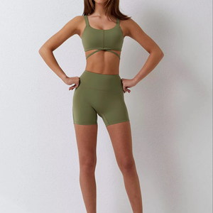 Conjunto de Yoga de 2 Piezas para Mujer, Cintura Alta, Sin Costuras Delanteras, Control de Abdomen, Sin Transparencias, Spandex/Nylon Suave, Secado Rápido, Largo Completo - Product Image 2