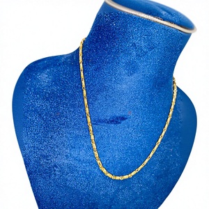 Élégante Chaîne torsadée en or massif 22 carats avec accents en forme de barillet, Collier en or jaune véritable certifié BIS, Bijou - Product Image 2