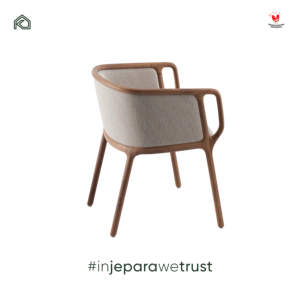 Chaise de salle à manger en teck massif, faite à la main, durable et moderne, fauteuil rembourré, style scandinave Japandi, écologique, pour hôtel - Product Image 5