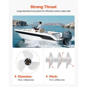 Elica Marina in Alluminio a 15 Denti per Motori Fuoribordo Yamaha 50-130 HP, Compatibile con Eliche OEM da 4-1/4 Pollici - Product Image 5