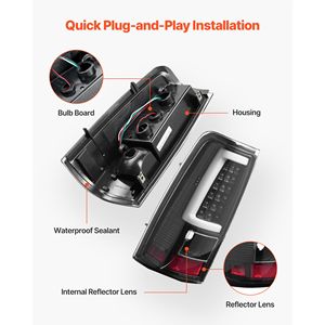 Feux arrière compatibles pour Chevrolet Silverado 1500/1500 HD 2003-2006 et Chevrolet Classic 2007, 2 pièces, ambre, Dri - Product Image 6