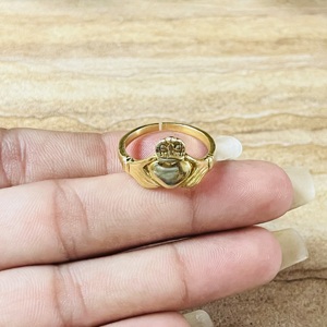 New Arrival <b>Claddagh</b> Heart <b>Ring</b> Vintage Brass <b>Rings</b> For Women 18k <b>Gold</b> Plated Boho Crown Band Statement <b>Ring</b> Wholesale/OEM/ODM - Product Image 3