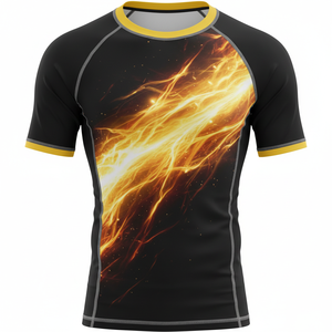 T-shirt de compression à manches courtes premium, sublimé, respirant, avec coutures renforcées, tissu durable, pour MMA, BJJ, surf et entraînement. - Product Image 1